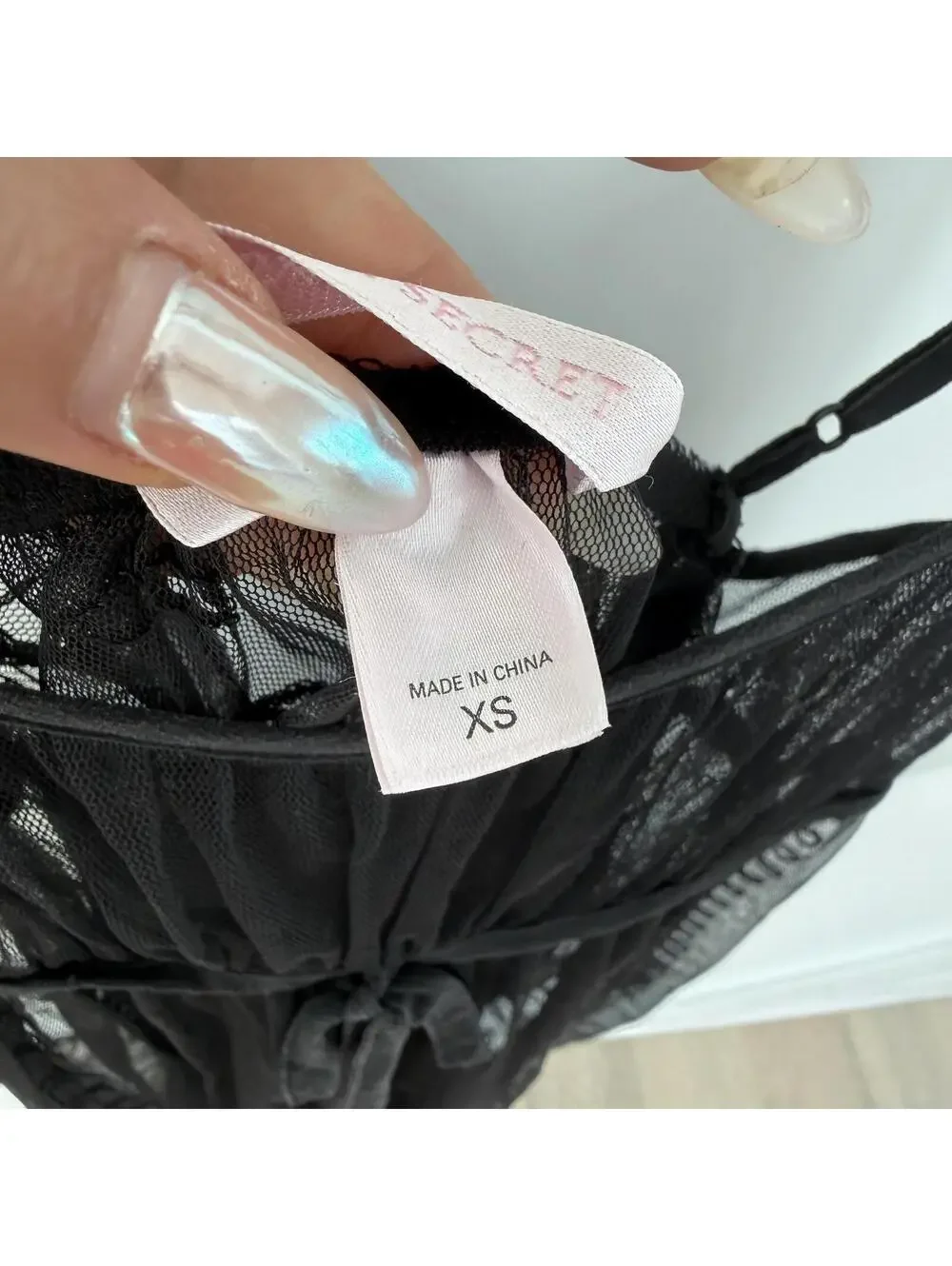 RARE Vintage Victoria's Secret Black Sheer Mesh Maxi Slip Dress XS Y2K